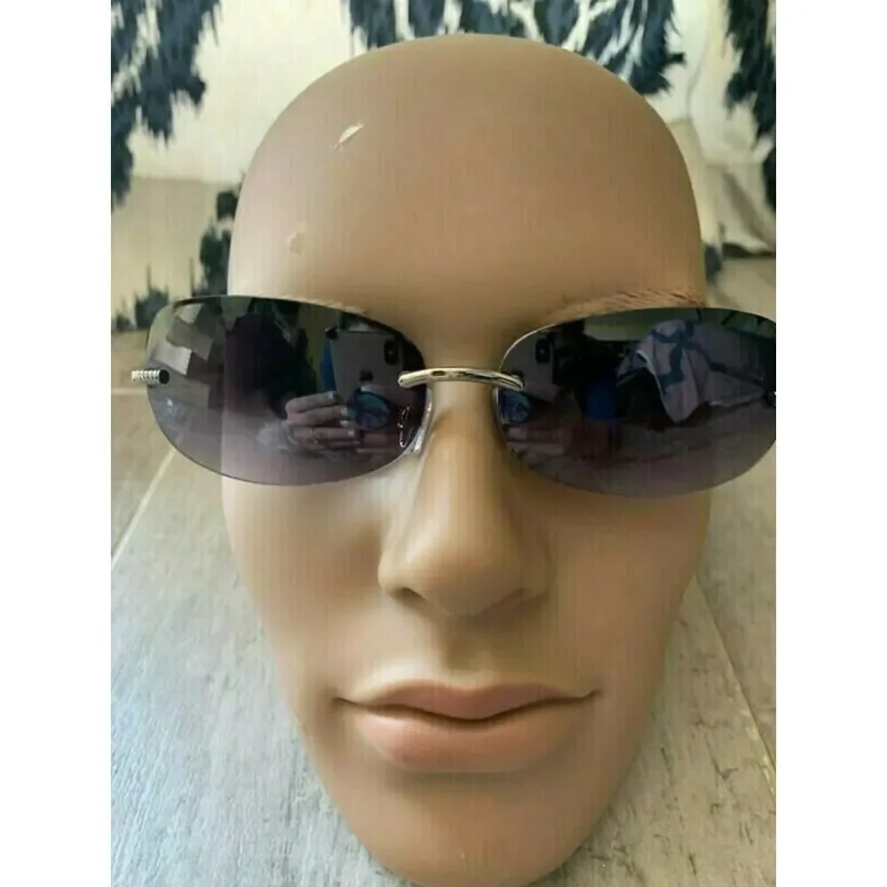 Summer Frameless Sunglasses Retro Vintage Silver Black Gradient Lens Fashion NEW
